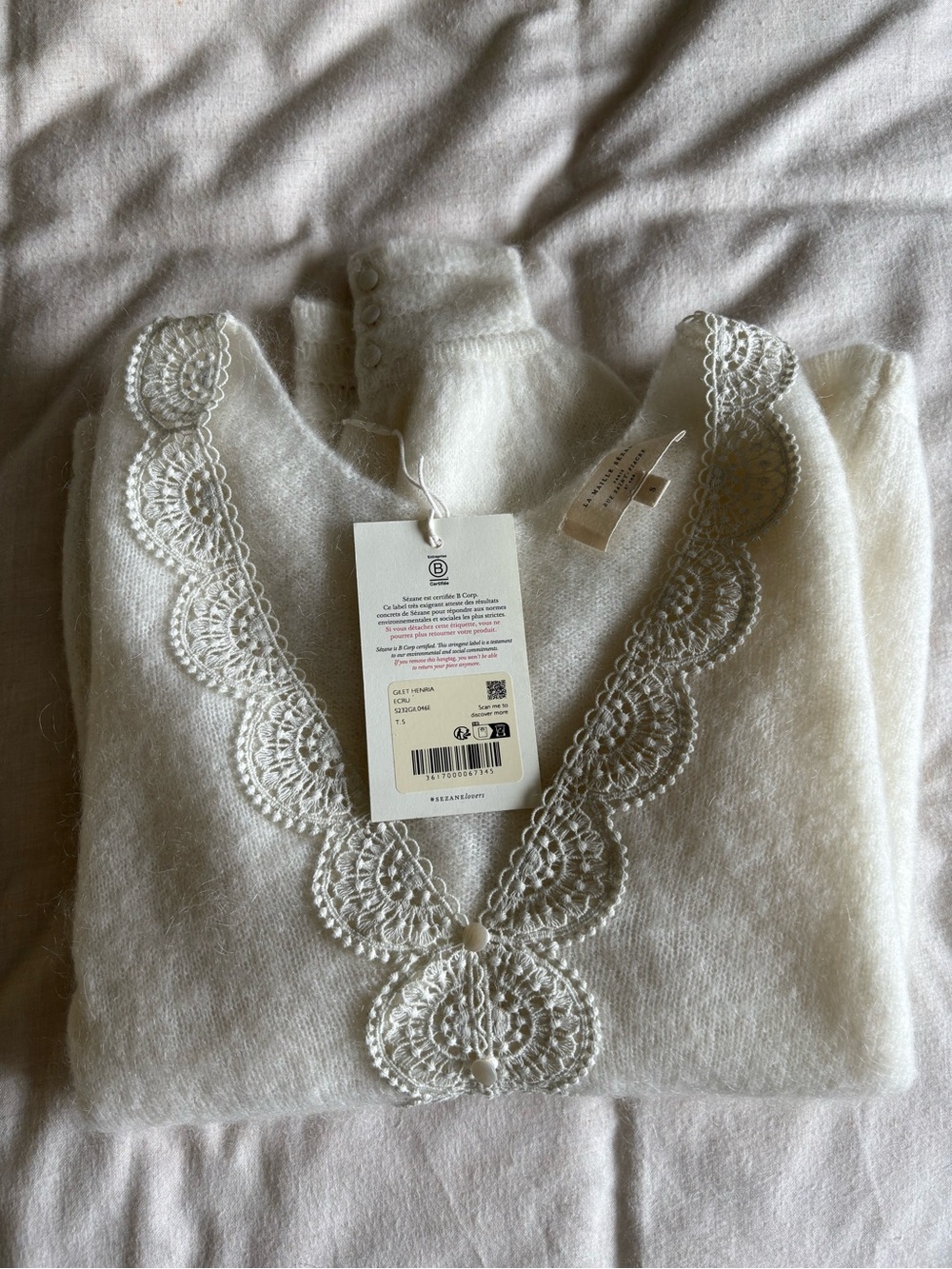 Sézane HENRIA Ecru Cardigan Sweater - Small - Picture 2 of 6